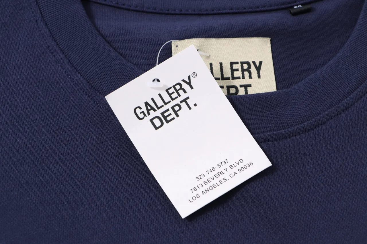 805#Gallery Dept new slogan horseshoe design printed short-sleeved double yarn pure cotton T-shirt casual Tee black navy blue S~XL P100